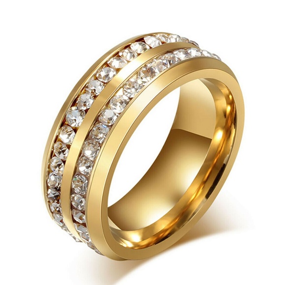 8MM White sapphire Ring Band New - Picture 1 of 4